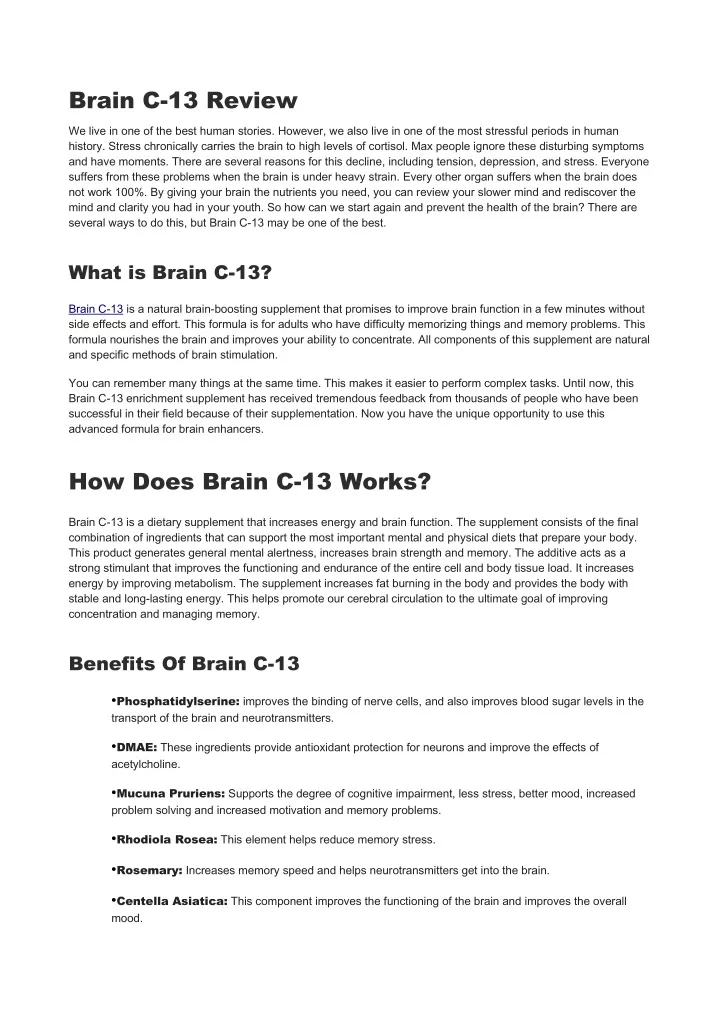 brain c 13 review