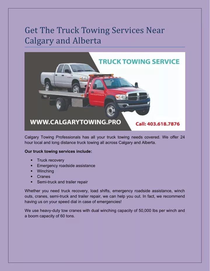 get the truck towing services near calgary