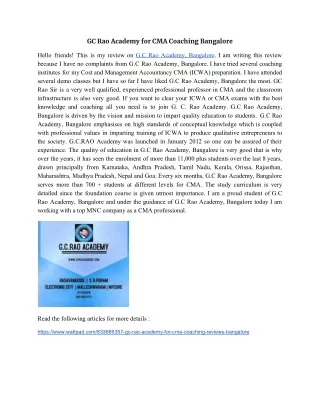 gc rao academy for cma coaching bangalore