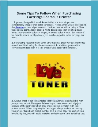 Some Tips To Follow When Purchasing Cartridge For Your Printer