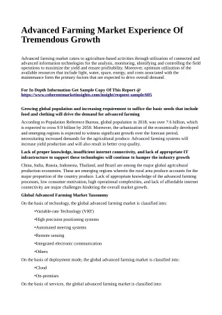 advanced farming market experience of tremendous