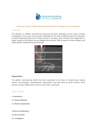 exhaustive study on additive manufacturing market