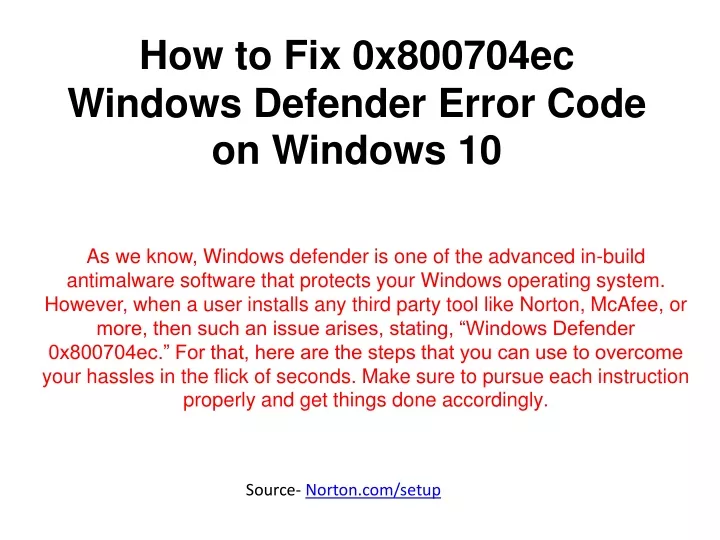 how to fix 0x800704ec windows defender error code