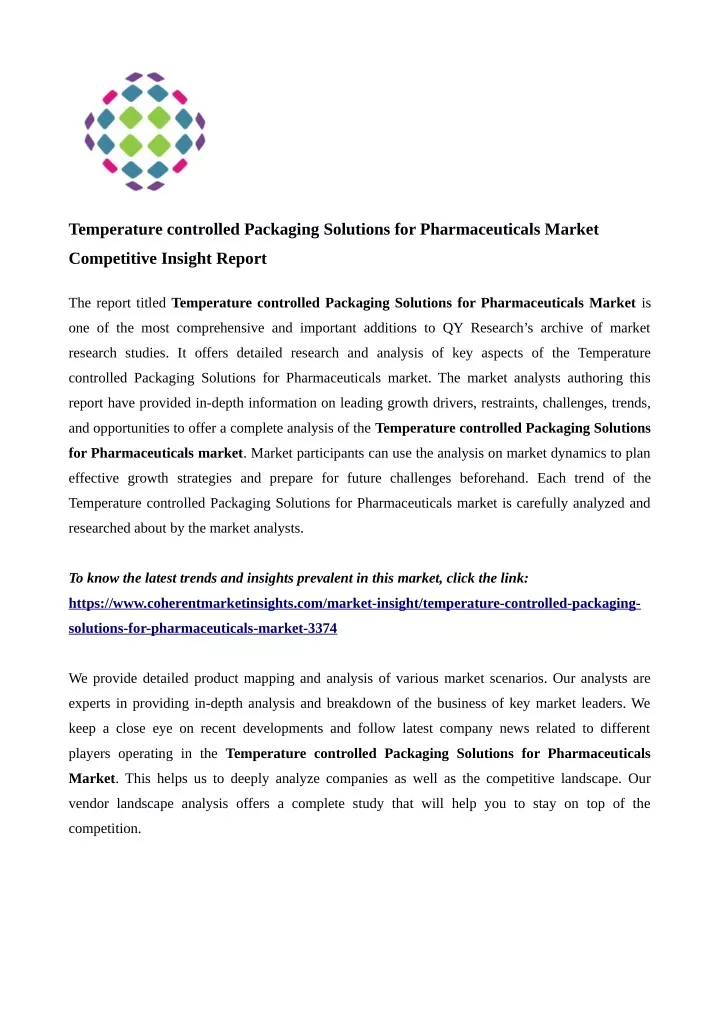 temperature controlled packaging solutions