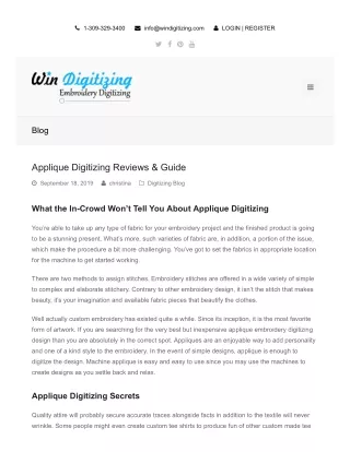 Applique Digitizing Reviews & Guide by Win Digitizing