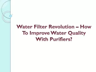 Water Filter Revolution – How To Improve Water Quality With Purifiers?