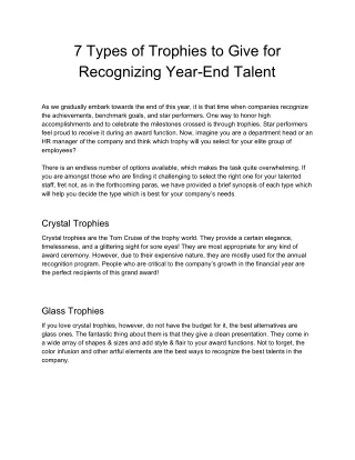 7 Types of Trophies to Give for Recognizing Year-End Talent