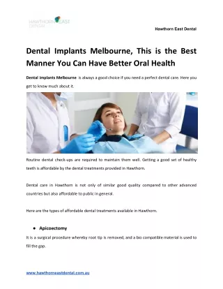 Dental Implants Melbourne, This is the Best Manner You Can Have Better Oral Health