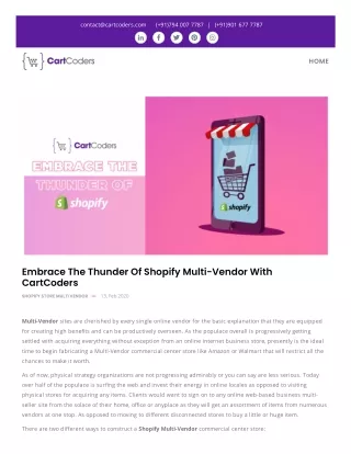 Embrace The Thunder Of Shopify Multi-Vendor With CartCoders