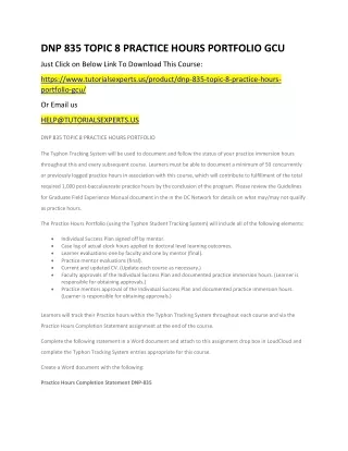 dnp 835 topic 8 practice hours portfolio gcu
