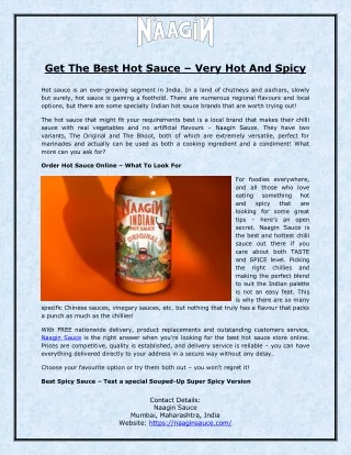 Get The Best Hot Sauce – Very Hot And Spicy