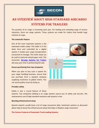 an overview about high standard aircargo systems
