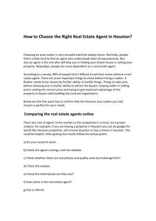 How to Choose the Right Real Estate Agent in Houston?