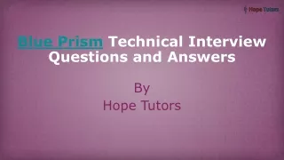 Technical Blueprism interview questions and answers