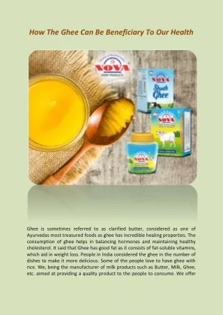 How The Ghee Can Be Beneficiary To Our Health
