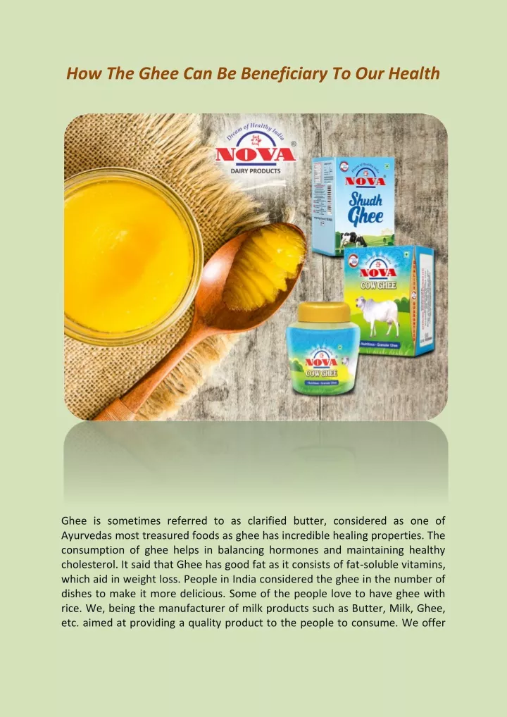 how the ghee can be beneficiary to our health