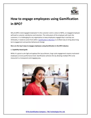 How to engage employees using Gamification in BPO?