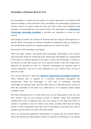 internships a profession move for you
