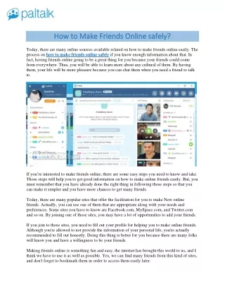 how to make friends online safely how to make