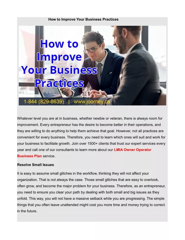 how to improve your business practices