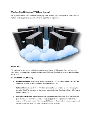 Why You Should Consider VPS Cloud Hosting?