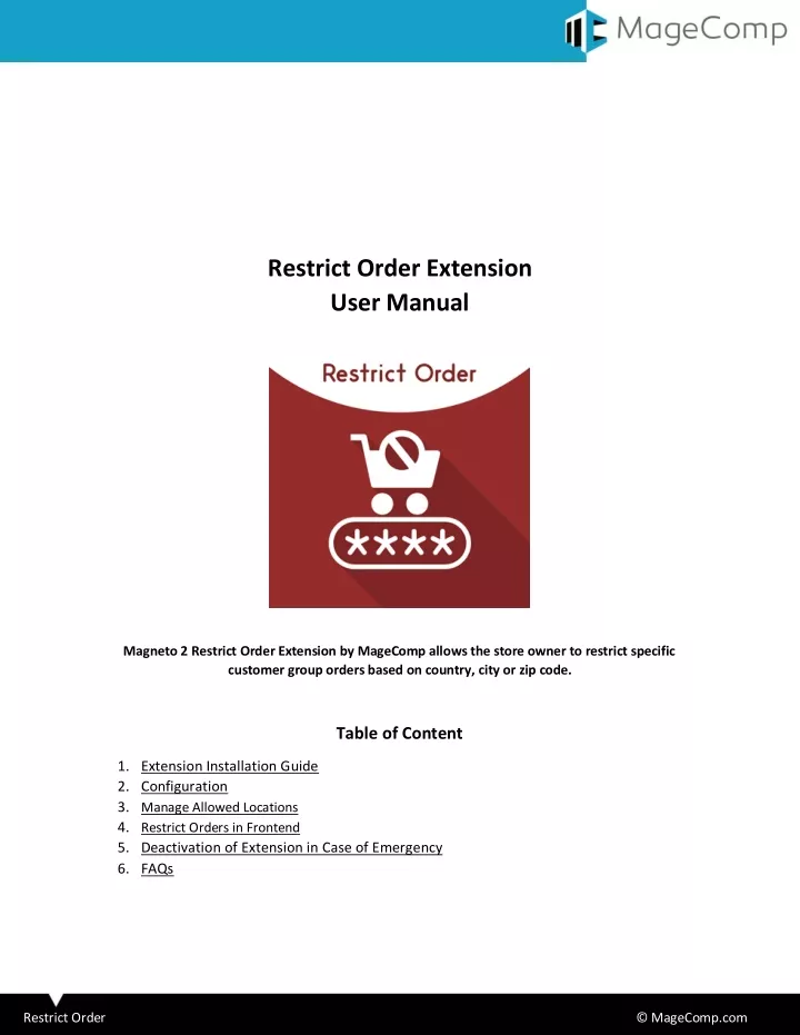 restrict order extension user manual