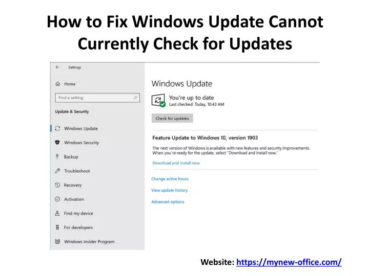 how to fix windows update cannot currently check for updates