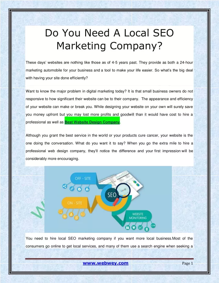do you need a local seo marketing company