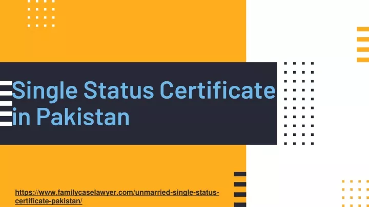 single status certificate in pakistan