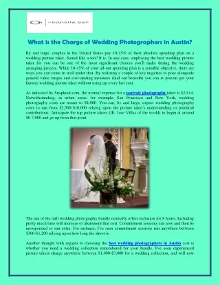 What is the Charge of Wedding Photographers in Austin?