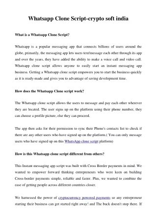 whatsapp clone script crypto soft india