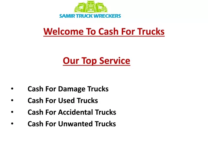 welcome to cash for trucks