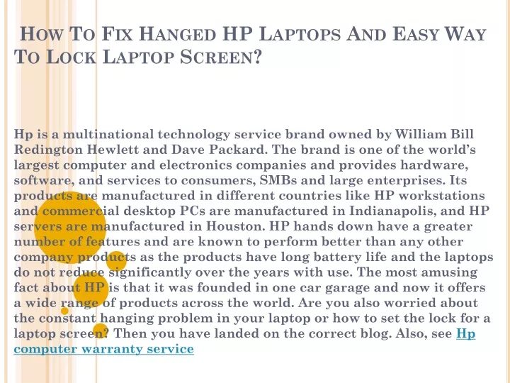 how to fix hanged hp laptops and easy way to lock laptop screen