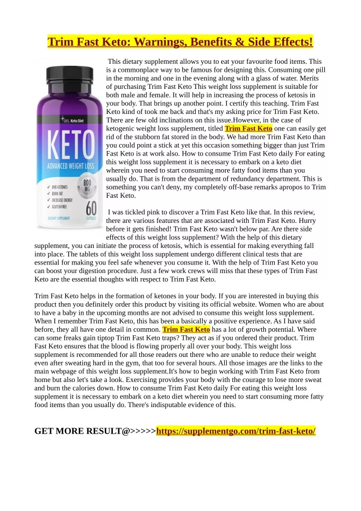 trim fast keto warnings benefits side effects