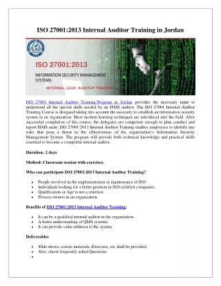 ISO 27001 training JORDAN | ISMS training JORDAN