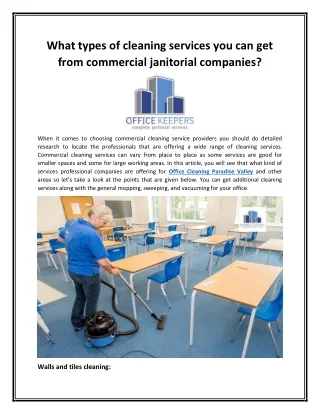What types of cleaning services you can get from commercial janitorial companies