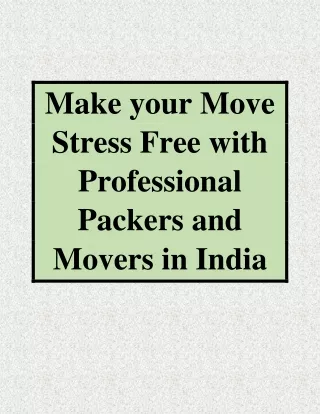 Professional Packers and Movers in India