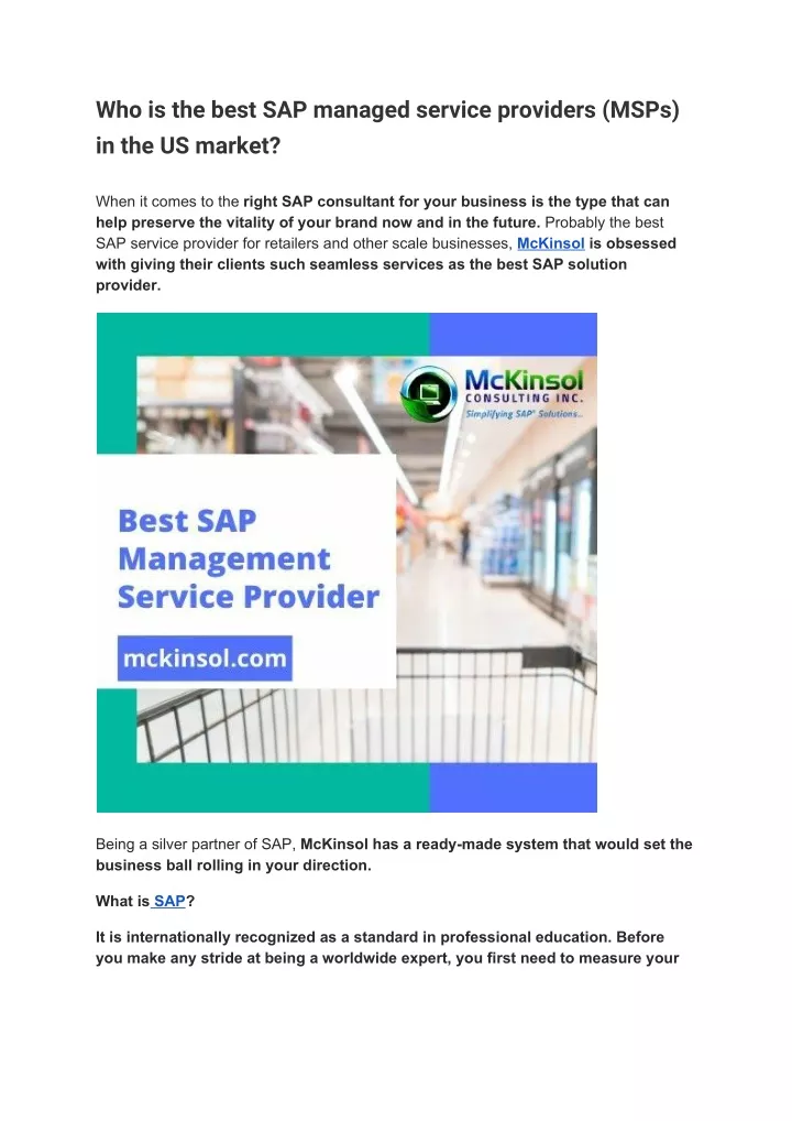 who is the best sap managed service providers