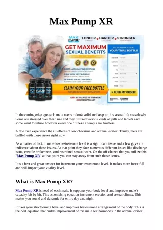 Max Pump XR:Reviews, Price, Side Effects and Where to Buy
