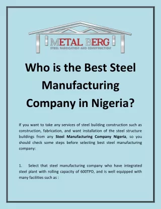 who is the best steel manufacturing company