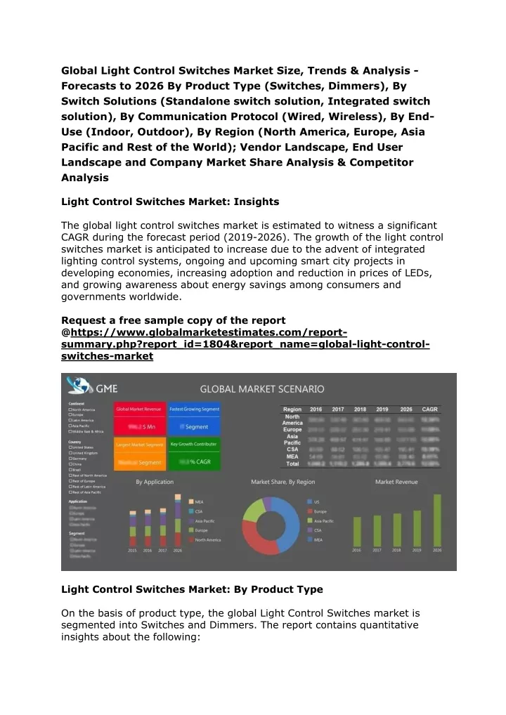 global light control switches market size trends