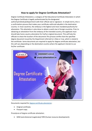 How to apply for Degree Certificate Attestation?