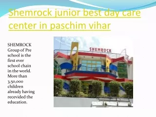 shemrock junior best day care center in paschim