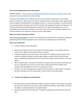 facts and knowledge about vacuum glove boxes