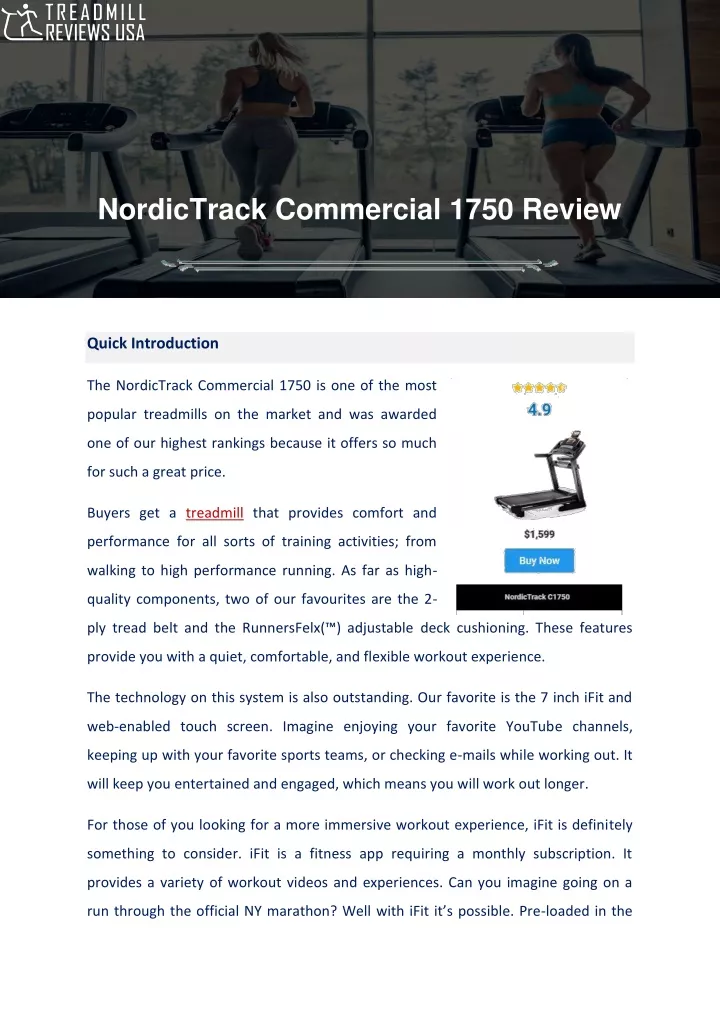 nordictrack commercial 1750 review