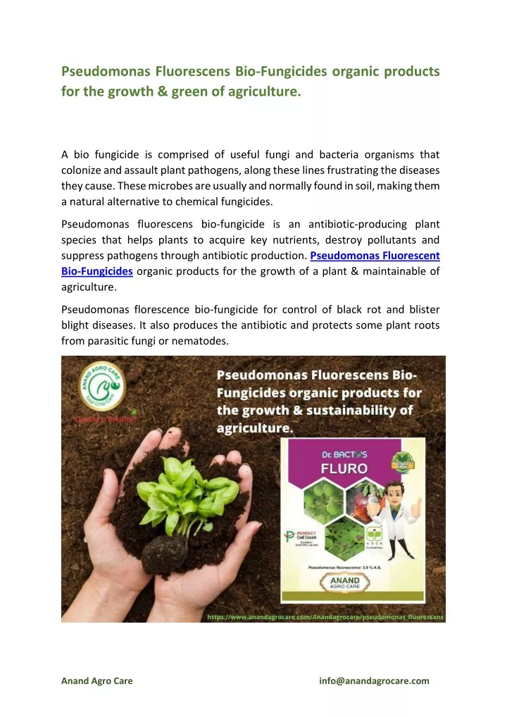 pseudomonas fluorescens bio fungicides organic
