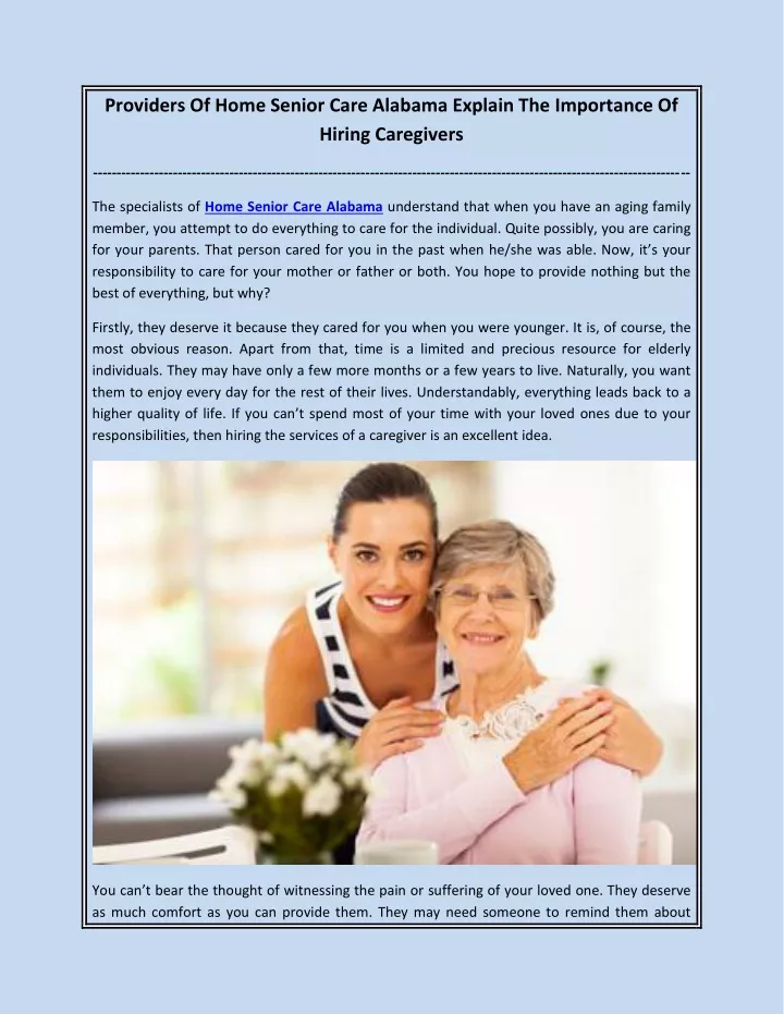 providers of home senior care alabama explain