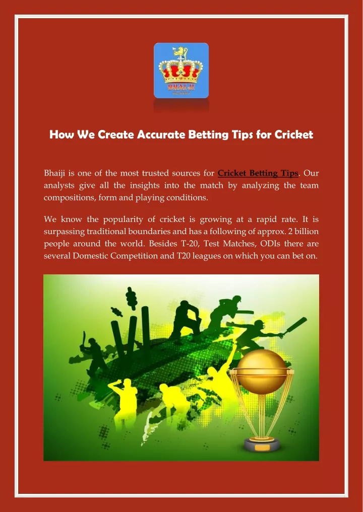 how we create accurate betting tips for cricket