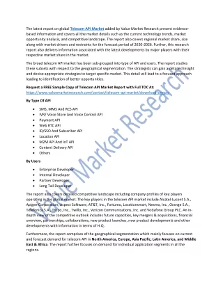the latest report on global telecom api market