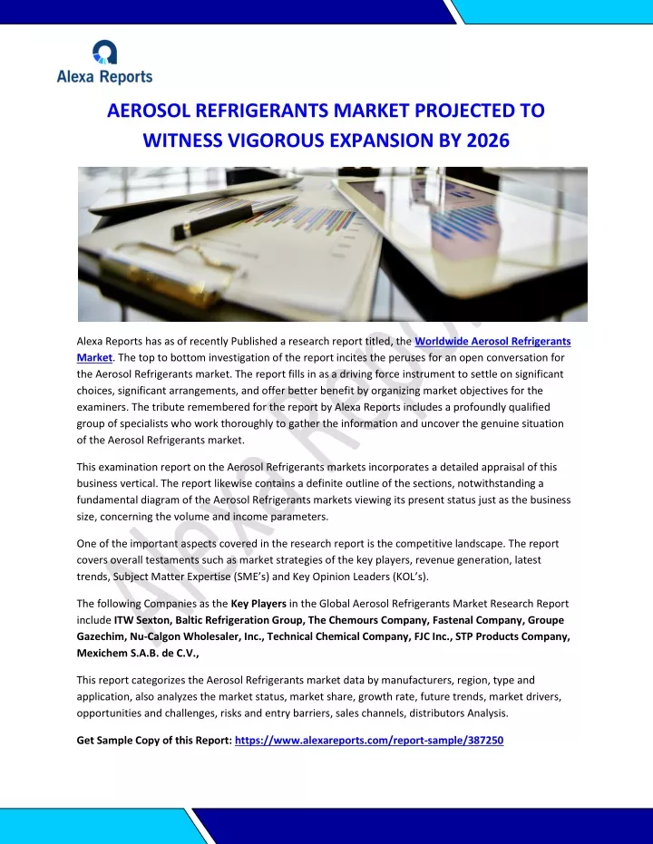 aerosol refrigerants market projected to witness